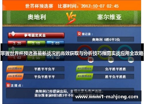掌握世界杯预选赛最新战况的高效获取与分析技巧指南实战应用全攻略